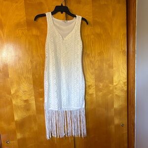 Charlotte Russe White Lace Fringe Mini Dress